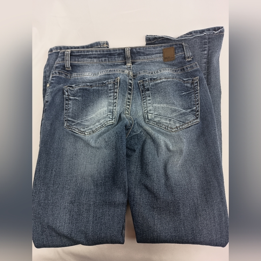BKE Payton Designer Dark Blue Wash Denim Bootcut Jeans(#471) - Picture 6 of 10